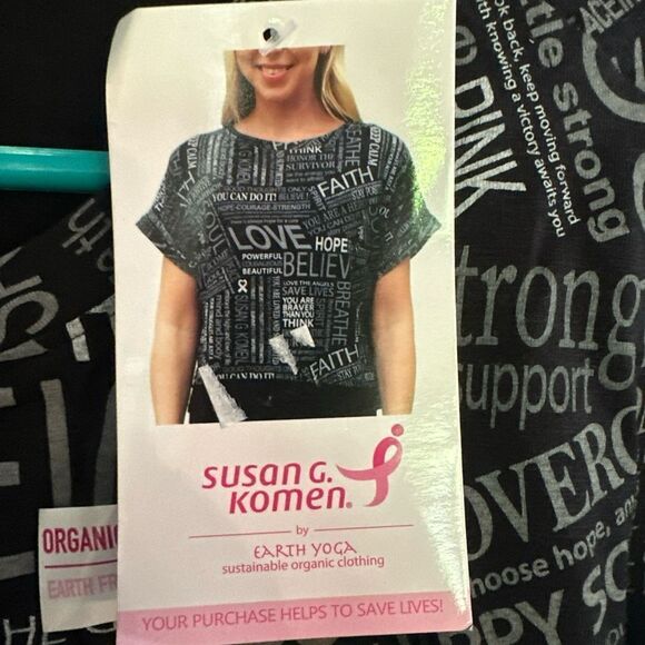 Earth Yoga by Susan G. Komen Crop Top Womens XL Warrior Tee Black Short Sleeve - Picture 3 of 5